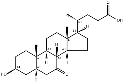 (4R)-4-((3R,5R,8R,9S,10S,13R,14S)-3-hydroxy-10,13-dimethyl-7-oxohexadecahydro-1H-cyclopenta[a]phenanthren-17-yl)pentanoic acid 化学構造式