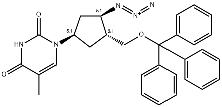 3'-azido-6'-carba-2',3'-dideoxy-5'-O-tritylthymidine 结构式