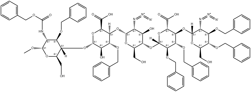 a-D-Glucopyranoside, Methyl O-2-azido-2-deoxy-3,4-bis-O-(phenylMethyl)-a-D-glucopyranosyl-(14) -O-2,3-bis-O-(phenylMethyl)-b-D-glucopyranuronosyl-(14)-O-2-azido- 2-deoxy-a-D-glucopyranosyl-(14)-O-3-O-(phenylMethyl)-a-L-idopyranu ronosyl-(14)-2-deoxy-2