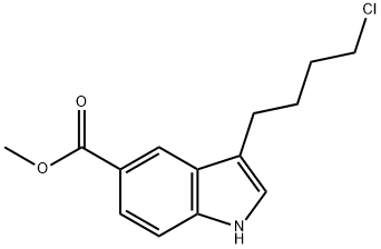 1H-Indole-5-carboxylic acid, 3-(4-chlorobutyl)-, methyl ester 化学構造式