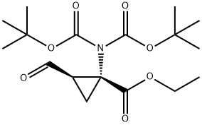 Cyclopropanecarboxylic acid, 1-[bis[(1,1-dimethylethoxy)carbonyl]amino]-2-formyl-, ethyl ester, (1R,2R)- Structure