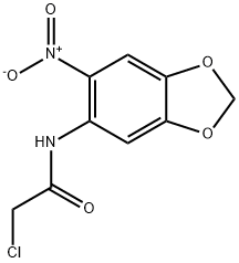 2-氯-N-(6-硝基-1,3-二噁茚满-5-基)乙酰胺 结构式