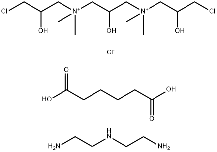 1,3-Propanediaminium, N,N'-bis(3-chloro-2-hydroxypropyl)-2-hydroxy-N,N,N',N'-tetramethyl-, dichloride, polymer with N-(2-aminoethyl)-1,2-ethanediamine and hexanedioic acid (9CI) Structure