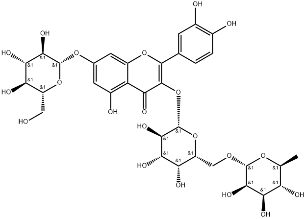 槲皮素3-O-刺槐糖苷-7-O-葡萄糖苷, 115794-37-1, 结构式