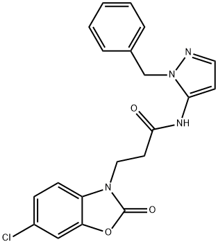 6-Chloro-2-oxo-N-[1-(phenylmethyl)-1H-pyrazol-5-yl]-3(2H)-benzoxazolepropanamide Structure