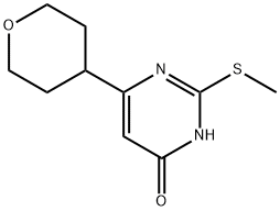 4(3H)-Pyrimidinone, 2-(methylthio)-6-(tetrahydro-2H-pyran-4-yl)- 结构式
