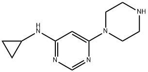 4-Pyrimidinamine, N-cyclopropyl-6-(1-piperazinyl)-,1185541-98-3,结构式