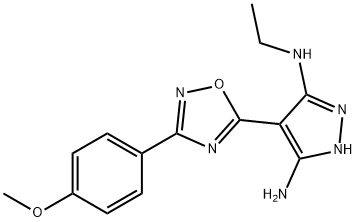 3-N-乙基-4-[3-(4-甲氧基苯基)-1,2,4-噁二唑-5-基]-1H-吡唑-3,5-二胺, 1188305-09-0, 结构式