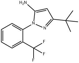 1H-Pyrazol-5-amine, 3-(1,1-dimethylethyl)-1-[2-(trifluoromethyl)phenyl]- Struktur