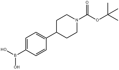 1-Piperidinecarboxylic acid, 4-(4-boronophenyl)-, 1-(1,1-dimethylethyl) ester Structure