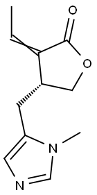 2(3H)-Furanone, 3-ethylidenedihydro-4-[(1-methyl-1H-imidazol-5-yl)methyl]-, (4R)- Structure