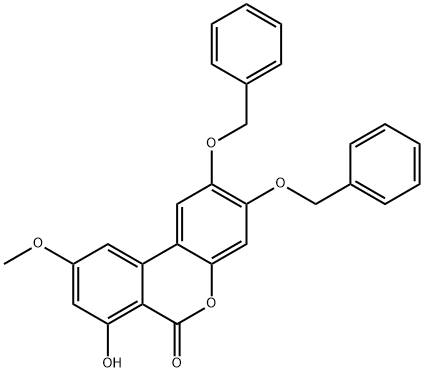 6H-Dibenzo[b,d]pyran-6-one, 7-hydroxy-9-methoxy-2,3-bis(phenylmethoxy)- 结构式