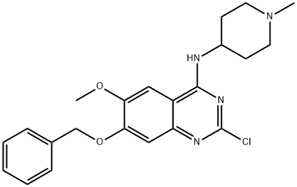 4-Quinazolinamine, 2-chloro-6-methoxy-N-(1-methyl-4-piperidinyl)-7-(phenylmethoxy)- Struktur