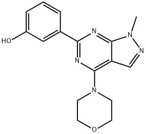 3-[1-Methyl-4-(4-morpholinyl)-1H-pyrazolo[3,4-d]pyrimidin-6-ylphenol 化学構造式