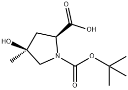 (2S,4S)-1-(叔丁氧基羰基)-4-羟基-4-甲基吡咯烷-2-羧酸, 1199793-52-6, 结构式