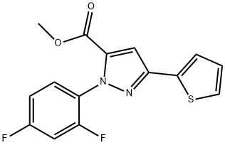 1-(2,4-二氟苯基)-3-(噻吩-2-基)-1H-吡唑-5-羧酸甲酯, 1202028-96-3, 结构式