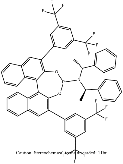 (11bR)-2,6-bis[3,5-bis(trifluoromethyl)phenyl]-
N,N-bis[(1R)-1-phenylethyl]-Dinaphtho[2,1-d:1',2'-f][1,3,2]dioxaphosphepin-
4-amine Struktur