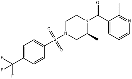 Methanone, (2-methyl-3-pyridinyl)[(2S)-2-methyl-4-[[4-(trifluoromethyl)phenyl]sulfonyl]-1-piperazinyl]- Structure