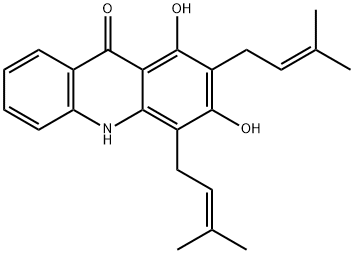 1,3-Dihydroxy-2,4-diprenylacridone Struktur