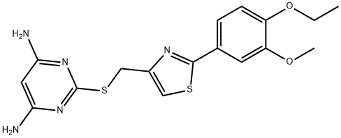 2-({[2-(4-ethoxy-3-methoxyphenyl)-1,3-thiazol-4-yl]methyl}sulfanyl)pyrimidine-4,6-diamine 结构式