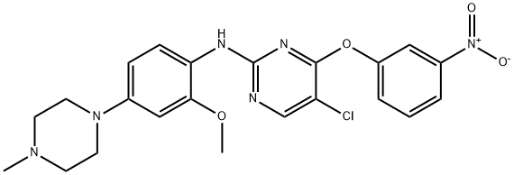 5-Chloro-N-[2-methoxy-4-(4-methyl-1-piperazinyl)phenyl]-4-(3-nitrophenoxy)pyrimidin-2-amine 化学構造式