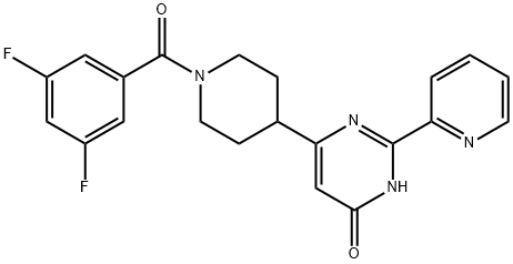 6-(1-(3,5-Difluorobenzoyl)piperidin-4-yl)-2-(pyridin-2-yl)pyrimidin-4(1H)-one 化学構造式