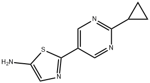 5-Amino-2-(2-cyclopropylpyrimidyl-5-yl)thiazole,1215072-54-0,结构式