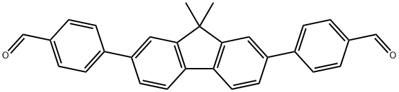 4,4′-(9,9-dimethyl-9H-fluorene-2,7-diyl)bis(benzaldehyde) 化学構造式