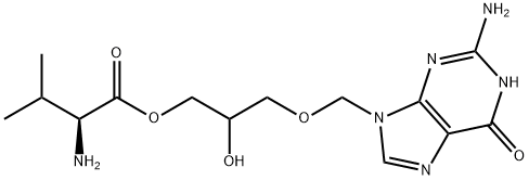 L-Valine, 3-[(2-amino-1,6-dihydro-6-oxo-9H-purin-9-yl)methoxy]-2-hydroxypropyl ester Struktur