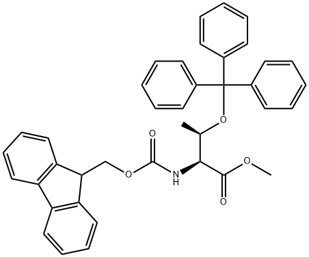 L-Threonine, N-[(9H-fluoren-9-ylmethoxy)carbonyl]-O-(triphenylmethyl)-, methyl ester 结构式