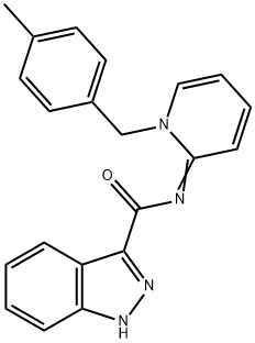 N-{1-[(4-甲基苯基)甲基]-1,2-二氢吡啶-2-亚基}-1H-吲唑-3-甲酰胺 结构式