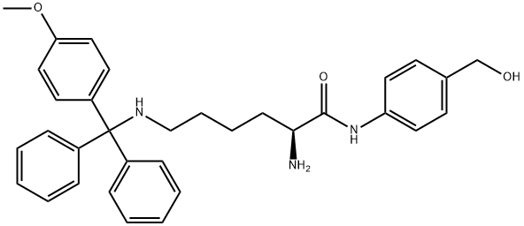 Hexanamide, 2-amino-N-[4-(hydroxymethyl)phenyl]-6-[[(4-methoxyphenyl)diphenylmethyl]amino]-, (2S)- Struktur