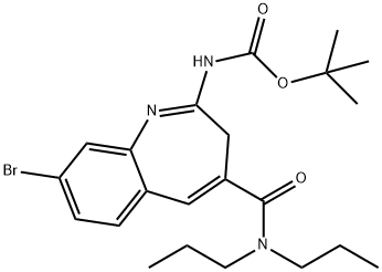 (8-溴-4-(二丙基氨基甲酰基)-3H-苯并[B]氮杂环庚烷-2-基)氨基甲酸叔丁酯,1226791-82-7,结构式