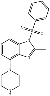 1-(フェニルスルホニル)-2-メチル-4-ピペラジノ-1H-ベンゾイミダゾール 化学構造式