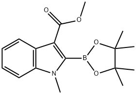1H-Indole-3-carboxylic acid, 1-methyl-2-(4,4,5,5-tetramethyl-1,3,2-dioxaborolan-2-yl)-, methyl ester,1227664-21-2,结构式