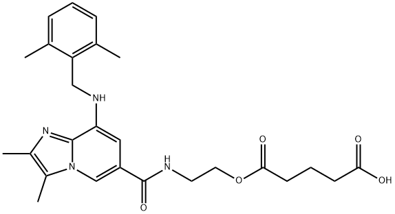 Pentanedioic acid, 1-[2-[[[8-[[(2,6-dimethylphenyl)methyl]amino]-2,3-dimethylimidazo[1,2-a]pyridin-6-yl]carbonyl]amino]ethyl] ester Struktur