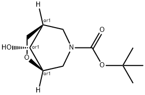 tert-butyl (1S,5S,8S)-rel-8-hydroxy-6-oxa-3-azabicyclo[3.2.1]octane-3-carboxylate Struktur