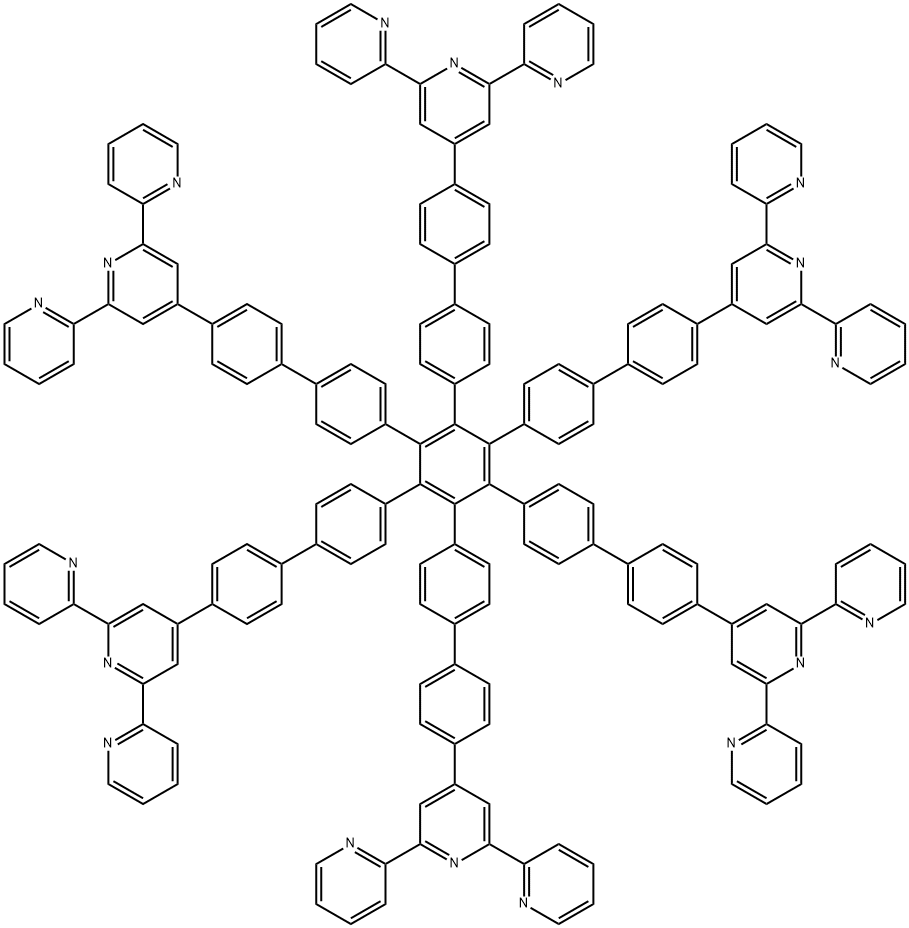 1,2,3,4,5,6-hexa (4'-biphenyl-4'-tripyridinyl) benzene 化学構造式