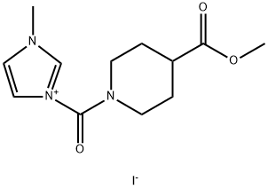 1-[4-(Methoxycarbonyl)piperidine-1-carbonyl]-3-methyl-1H-imidazol-3-ium Iodide Structure