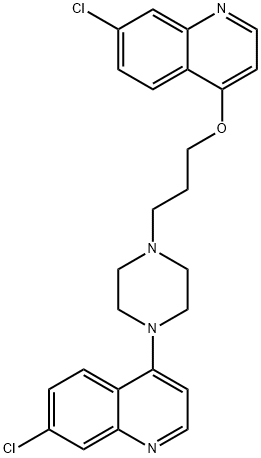 Quinoline, 7-chloro-4-[4-[3-[(7-chloro-4-quinolinyl)oxy]propyl]-1-piperazinyl]- 化学構造式