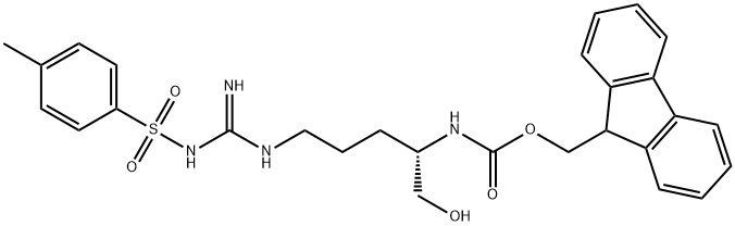 Carbamic acid, N-[(1S)-1-(hydroxymethyl)-4-[[imino[[(4-methylphenyl)sulfonyl]amino]methyl]amino]butyl]-, 9H-fluoren-9-ylmethyl ester Structure