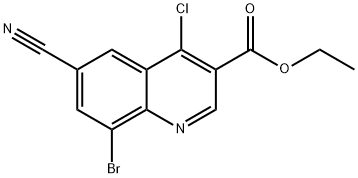 3-Quinolinecarboxylic acid, 8-bromo-4-chloro-6-cyano-, ethyl ester 结构式