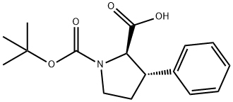 (2R,3S)-1-(tert-butoxycarbonyl)-3-phenylpyrrolidine-2-carboxylic acid Struktur