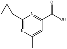 2-Cyclopropyl-6-methylpyrimidine-4-carboxylic acid 化学構造式