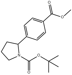 1-Pyrrolidinecarboxylic acid, 2-[4-(methoxycarbonyl)phenyl]-, 1,1-dimethylethyl ester Struktur