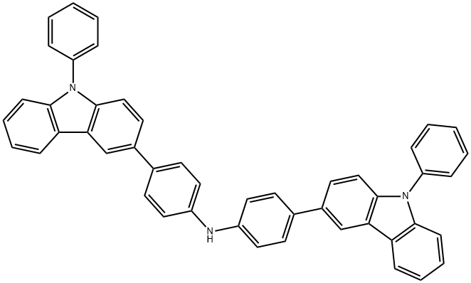 4-(9-苯基-9H-咔唑-3-基)-N-[4-(9-苯基-9H-咔唑-3-基)苯基]-苯胺 结构式
