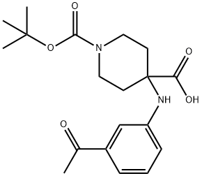 4-((3-乙酰基苯基)氨基)-1-(叔-丁氧羰基)哌啶-4-羧酸,1246211-95-9,结构式