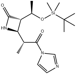 2-Azetidinone, 3-[(1R)-1-[[(1,1-dimethylethyl)dimethylsilyl]oxy]ethyl]-4-[(1R)-2-(1H-imidazol-1-yl)-1-methyl-2-oxoethyl]-, (3S,4R)-,124667-64-7,结构式