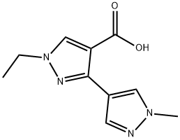 1-ethyl-3-(1-methyl-1H-pyrazol-4-yl)-1H-pyrazole-4-carboxylic acid Struktur