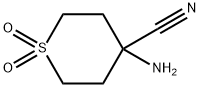 4-Amino-1,1-dioxo-hexahydro-1lambda*6*-thiopyran-4-carbonitrile 化学構造式